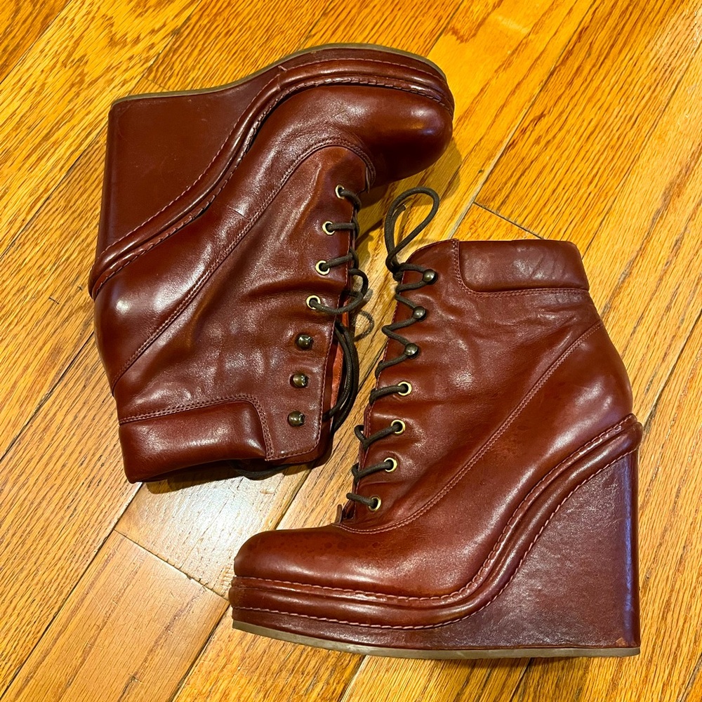 Marc by Marc Jacobs lace up, oxblood, genuine leather, ultra high heeled boots